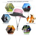 thumbnail image 2 of Womens UV Protection Wide Brim Sun Hats, Bucket Hat Wide Brim Quick Drying Breathable Packable Foldable Sunshade Sun Ponytail Cap, Pink, 2 of 5