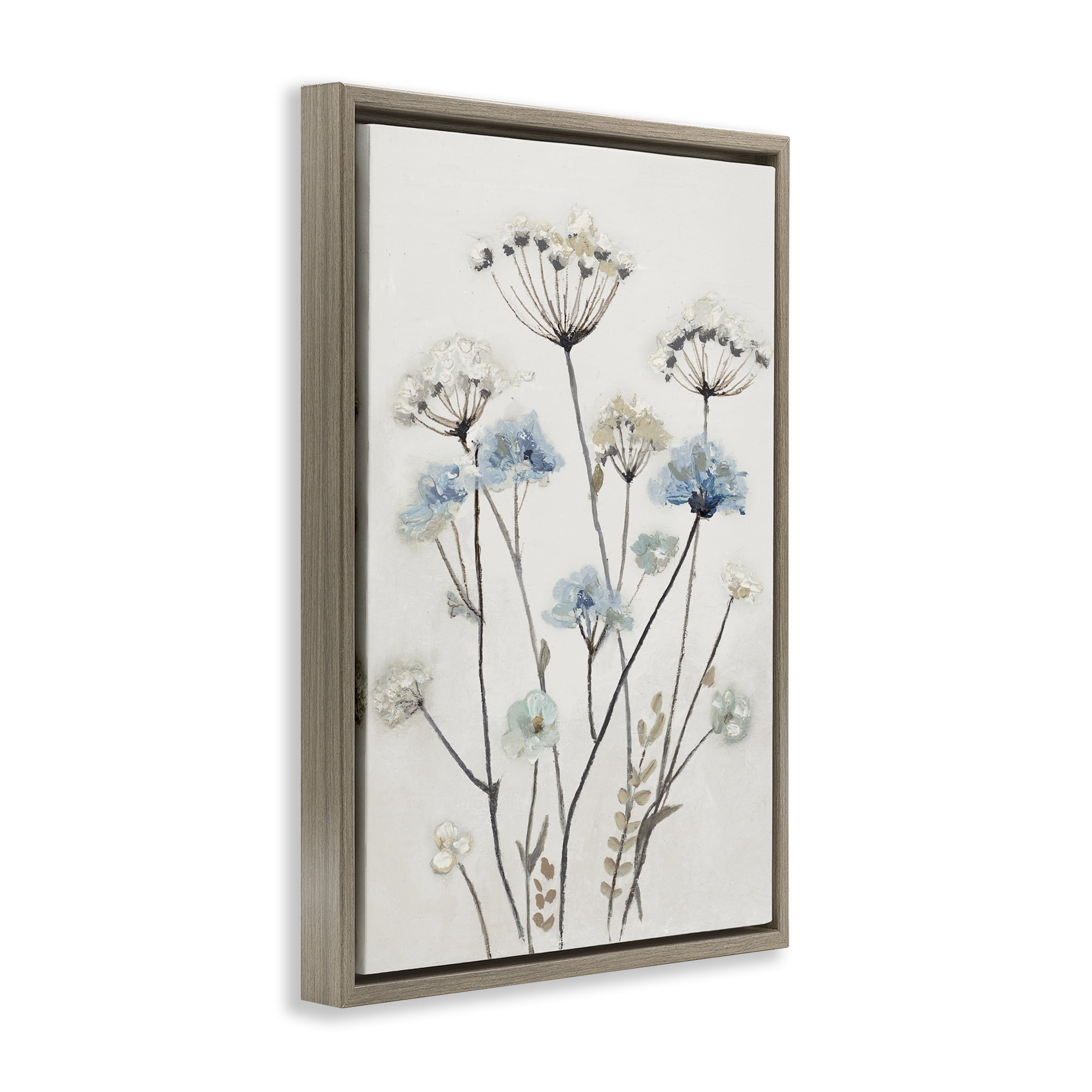 Stupell Industries Soft Jardin Azul Brown Framed Floater Canvas Wall Art, design by Patricia Pinto