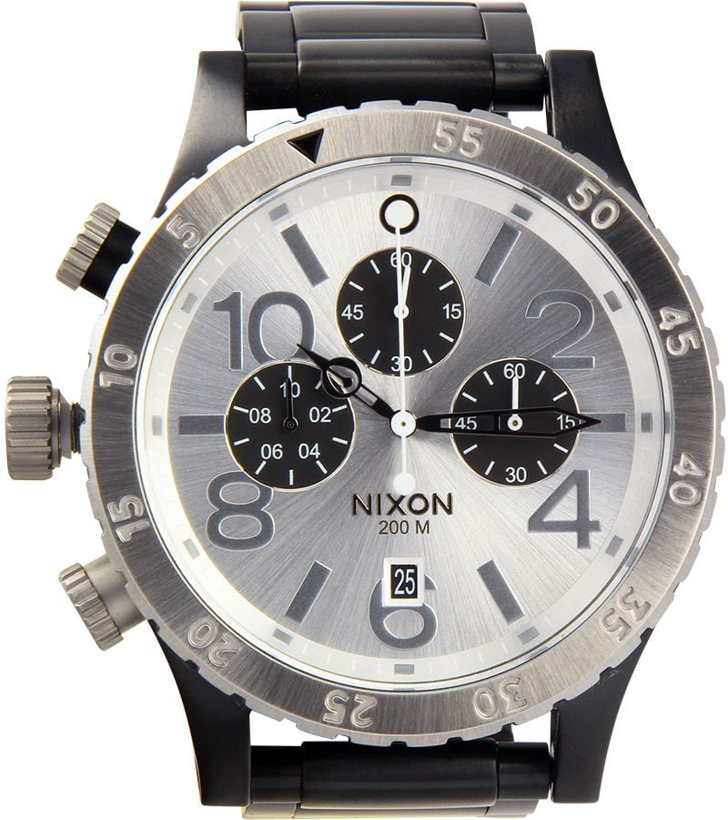 Nixon Men's The 48-20 Stainless Steel Chrono Black Silver Watch A486-180