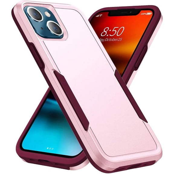 Entronix Heavy Duty Case Compatible with iPhone 15 Plus, Hybrid Hard Cover, Pink
