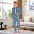 thumbnail image 6 of FORMRS Onesies Pajama for Adults Unisex Hoodie Winter Jumpsuit One Piece Sleepwear, Sizes S-2XL, Blue Cartoon Galaxy, 6 of 7