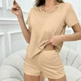 thumbnail image 6 of YUTK Womens Pajamas Set Lounge Sets Short Sleeve Sleepwear Soft Pjs Shorts Set with Pockets Khaki M, 6 of 9