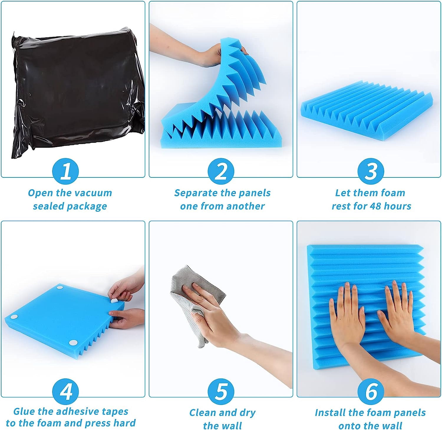 TIANLAIMEI 24 Pack Acoustic Foam Panel Wedge Studio Soundproofing Acoustic Treatment Wall Tiles
