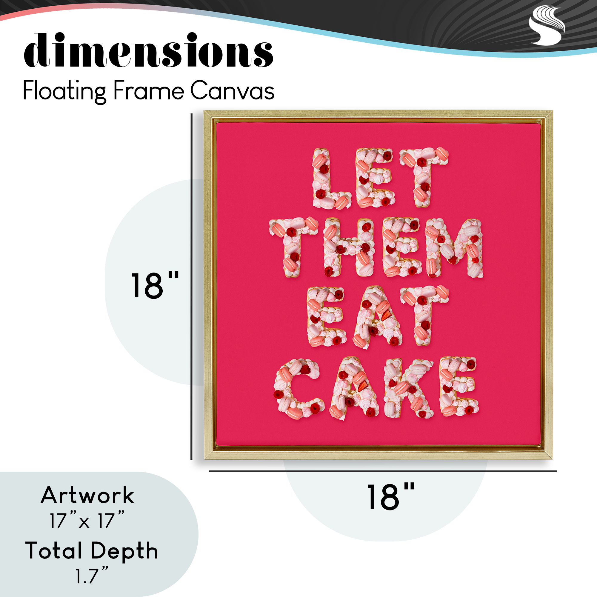 Let Them Eat Cake Gold Framed Floater Canvas Wall Art, design by LISH Creative