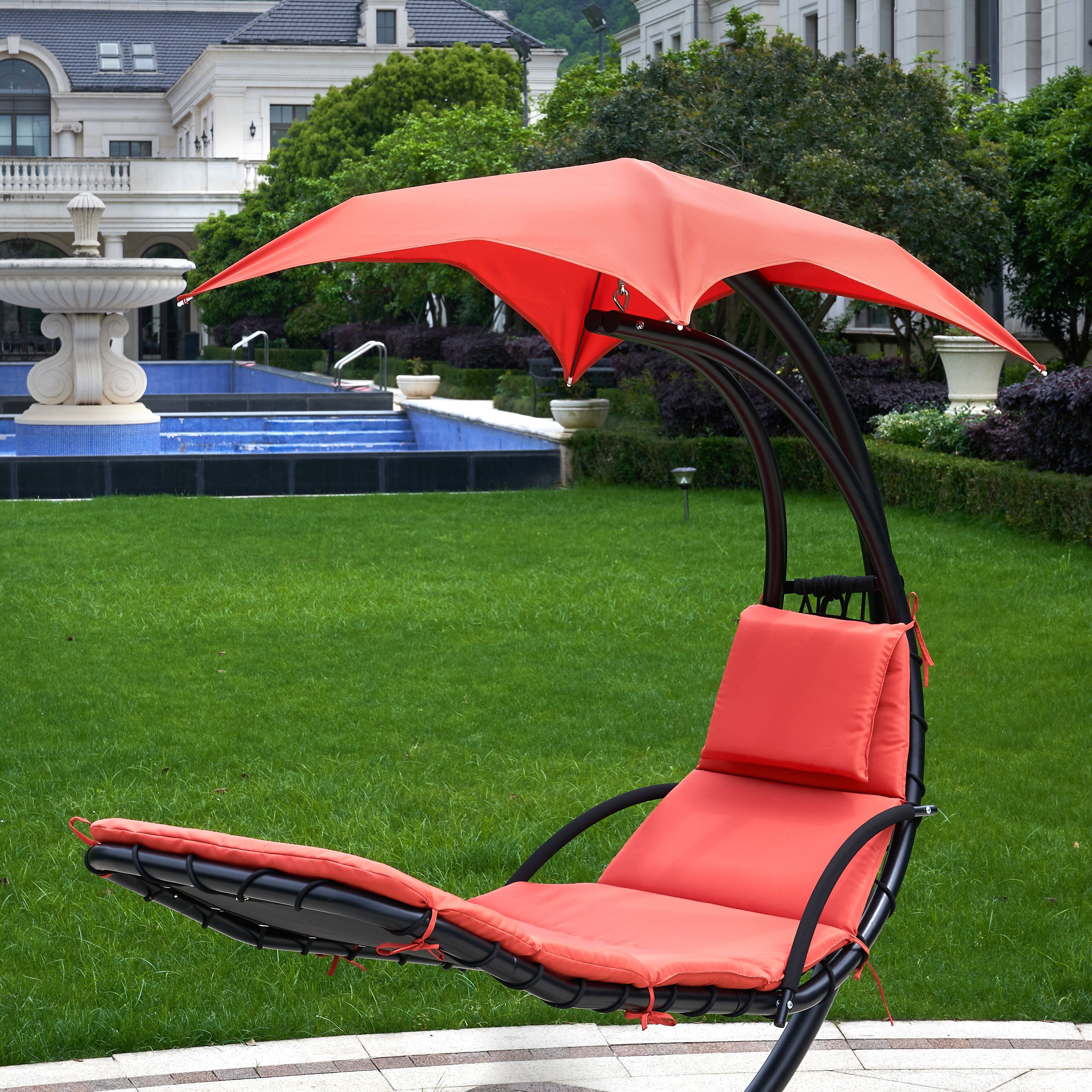 Cyclone Sound Foam Padded Cushion and Umbrella Replacement for Outdoor Hanging Lounge Chaise Chair