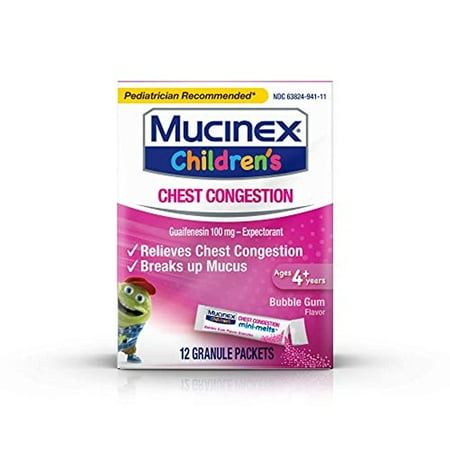 Mucinex Children s Chest Congestion Expectorant Mini Melts Bubblegum 12 ct