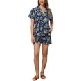 thumbnail image 2 of Conjuntos Hawaianos para Mujeres de 2 Piezas, Camisa Floral de Botones y Pantalones Cortos, Atuendos Casual de Vacaciones Tropicales en Playa 2026 XL Azul Real, 2 of 5
