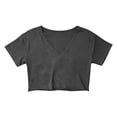 thumbnail image 4 of hotojiny Womens off the Shoulder Tops Oversized T-Shirts V Neck Short Sleeve Cropped Tees Summer Casual Spring Clothes, 4 of 5