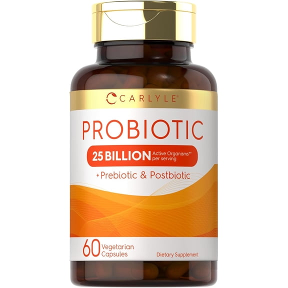 Prebiotic & Probiotic | 25 Billion CFU | 60 Vegetarian Capsules | by Carlyle