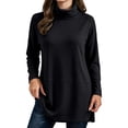 thumbnail image 2 of Bzdzmqm Women Plus Size Long Sleeve Knitted Pullover Tops Casual Crew Neck Side Slit Sweater Fall Winter Loose Fit Solid Basic Tunic Blouses for Daily Wear, Black 5XL, 2 of 7