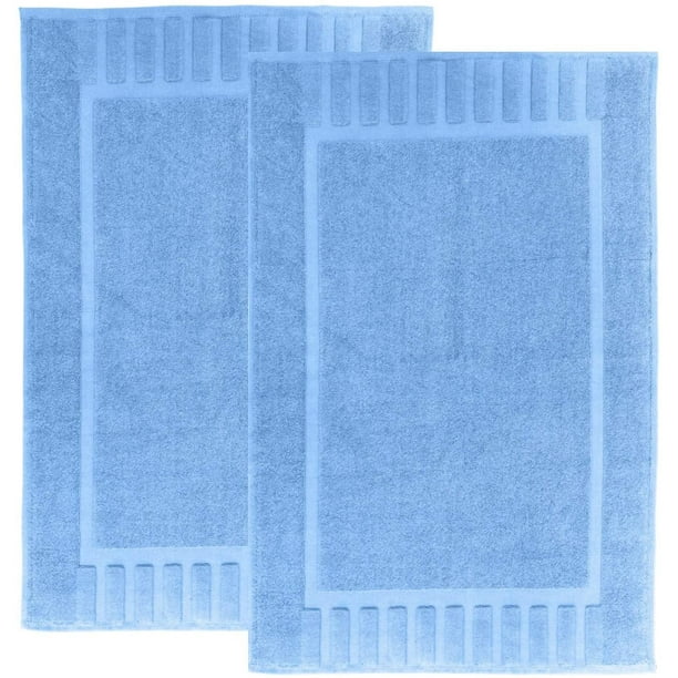 White Classic Luxury Bath Mat Towel Set 22x34, Light Blue , 2 pack