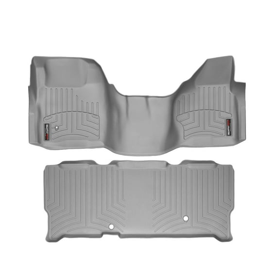 WeatherTech Custom Fit FloorLiners compatible with 2008-2010 Ford Super Duty - 1st Row Over-The-Hump & 2nd Row, Grey