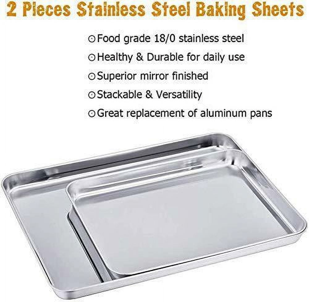 Baking Sheet Cookie Sheet Set of 2, Pure Stainless Steel baking Pan Tray