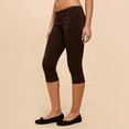thumbnail image 4 of Women Fold Over Capri Leggings Y2K Low Rise Elastic Waist Cropped Pants Knee-Length Skinny Yoga Athletic Pants Brown M, 4 of 9