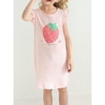 thumbnail image 2 of WIBACKER Girls Nightgowns Cotton Pajamas Dresses Flutter Short Sleeves Sleepwear Princess Strawberry Nightshirt for Kids 3-16Y, 2 of 7