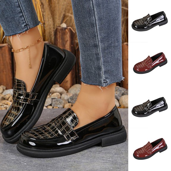 Miluxas Women's Penny Loafers - Chunky Platform Slip-On Shoes for office Work & Business Casual - Comfortable Dressy Fashion Loafers Wine 9(42)