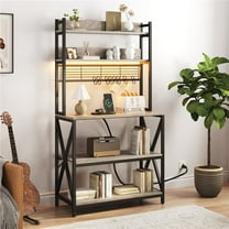 Yaheetech 5 Tier Industrial Kitchen Baker's Rack with Power Outlets, Gray