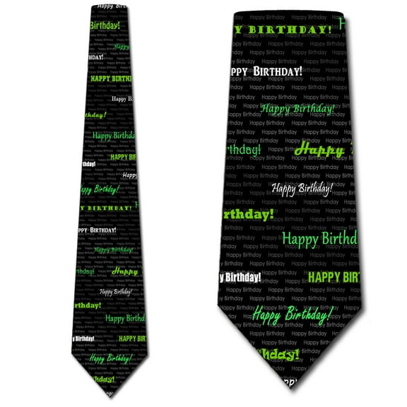 Happy Birthday - Green Necktie Mens Tie by Three Rooker