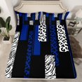 thumbnail image 2 of Castle Fairy Boys Girls Animal Zebra Leopard Print 4 Pieces Queen Sheet Sets,Abstract Geometric Rectangle Stripes Ultra Soft Flat Sheet,Black Blue Queen Fitted Sheet,Breathable Home Decor, 2 of 7