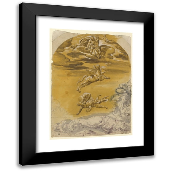 Hans Bock the Elder 11x14 Black Modern Framed Museum Art Print Titled - Fall of the Bellerophon (1571)