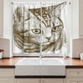 thumbnail image 2 of Ambesonne Cat Kitchen Curtains, Portrait of a Kitty Hipster, 55"x45", Green Brown White, 2 of 3