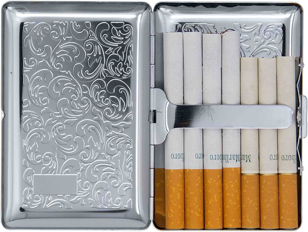 Metal-Plated Cigarette Case & Stash Box (16X 100s Size Cigarettes)