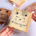 thumbnail image 2 of 100 piezas de bolsas de regalo de dulces autoadhesivas transparentes con forma de conejito, gato, oso, pan, tostadas, galletas, suministros para embalaje de repostería, 2 of 5
