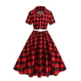 thumbnail image 2 of Ovzne Robes Grande Taille pour Femmes Rondes Robe Mode Décontractée Aguichant à Pois avec Col Lacé Robe Bouffante Grande Robe de Printemps Manches Courtes Liquidation, 2 of 7