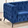 thumbnail image 7 of Chesterfield 3 Seater Couch,Classic Linen Fabric Sofa,Upholstered 3 Seater Sofa with Removable Cushions,Button Tufted Large Sofa with Metal Legs and Square Arms for Living Room Office,Peacock Blue, 7 of 7