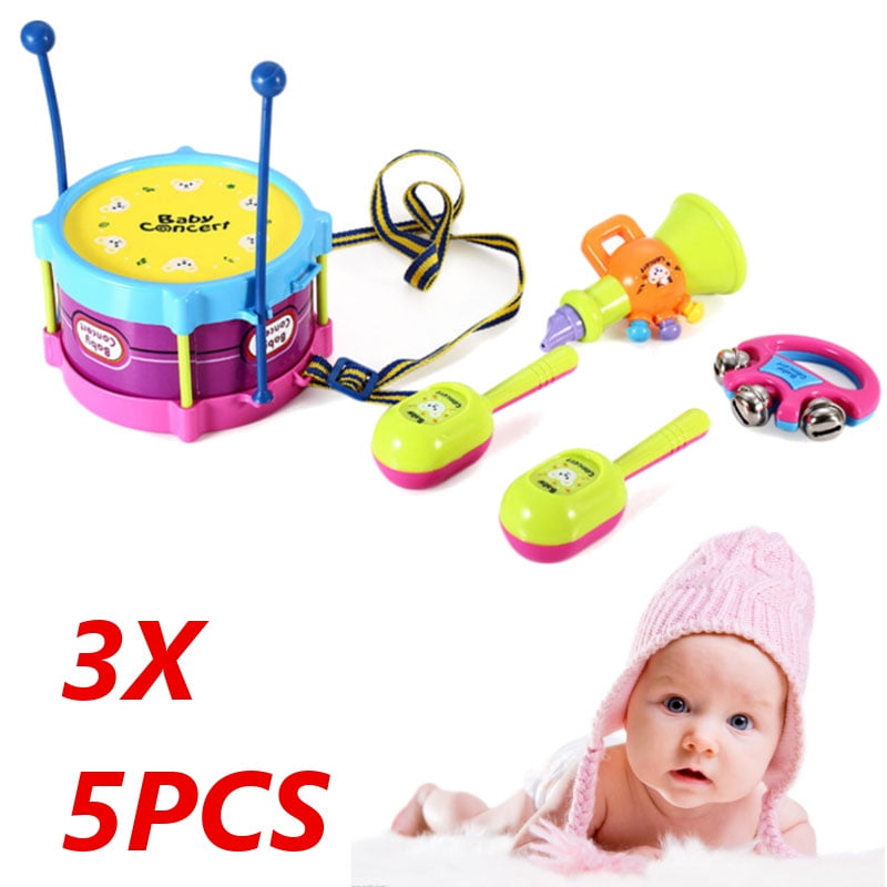 3X 5Pcs Baby Roll Drum Musical Instruments Band Kit Novelty Children