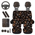 thumbnail image 6 of HUIACONG Dog Paw Print Car Seat Covers Full Set for Women 14 Pcs Cute Car Accessories Interior Including Steering Wheel Cover Armrest Cover Seat Belt Pads Headrest Covers Coasters Keychain, 6 of 8