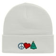 thumbnail image 5 of Peace Love Christmas Embroidered 12 Inch Long Knitted Beanie - White OSFM, 5 of 5