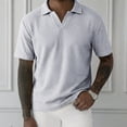 thumbnail image 2 of RongHuan Mens Casual T-Shirts Short Sleeve Textured Knit V Neck Shirt Casual Golf Shirts Stylish Solid Color Tops, 2 of 6