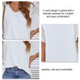 thumbnail image 4 of Camisa de manga corta acampanada con cuello en V para mujer, Top informal de verano para ocio, oficina y escuela, 4 of 5