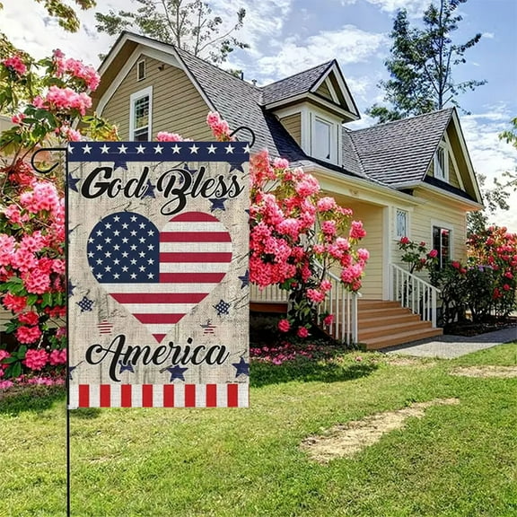 Summercome 4th of July Garden Flag, 12x18 Inch Double Sided, Patriotic American Flag Yard Decoration, Seasonal Outdoor Decor for Summer Independence Day, Memorial Day, Veteran's Day Farmhouse Outside