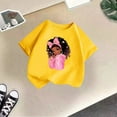 thumbnail image 2 of Utlike Girls Shirt Cute Print Graphic Round Neck Short Sleeve Summer Casual T Shirt Skin-Friendly Tee Size 5 Years-6 Years Yellow, 2 of 4