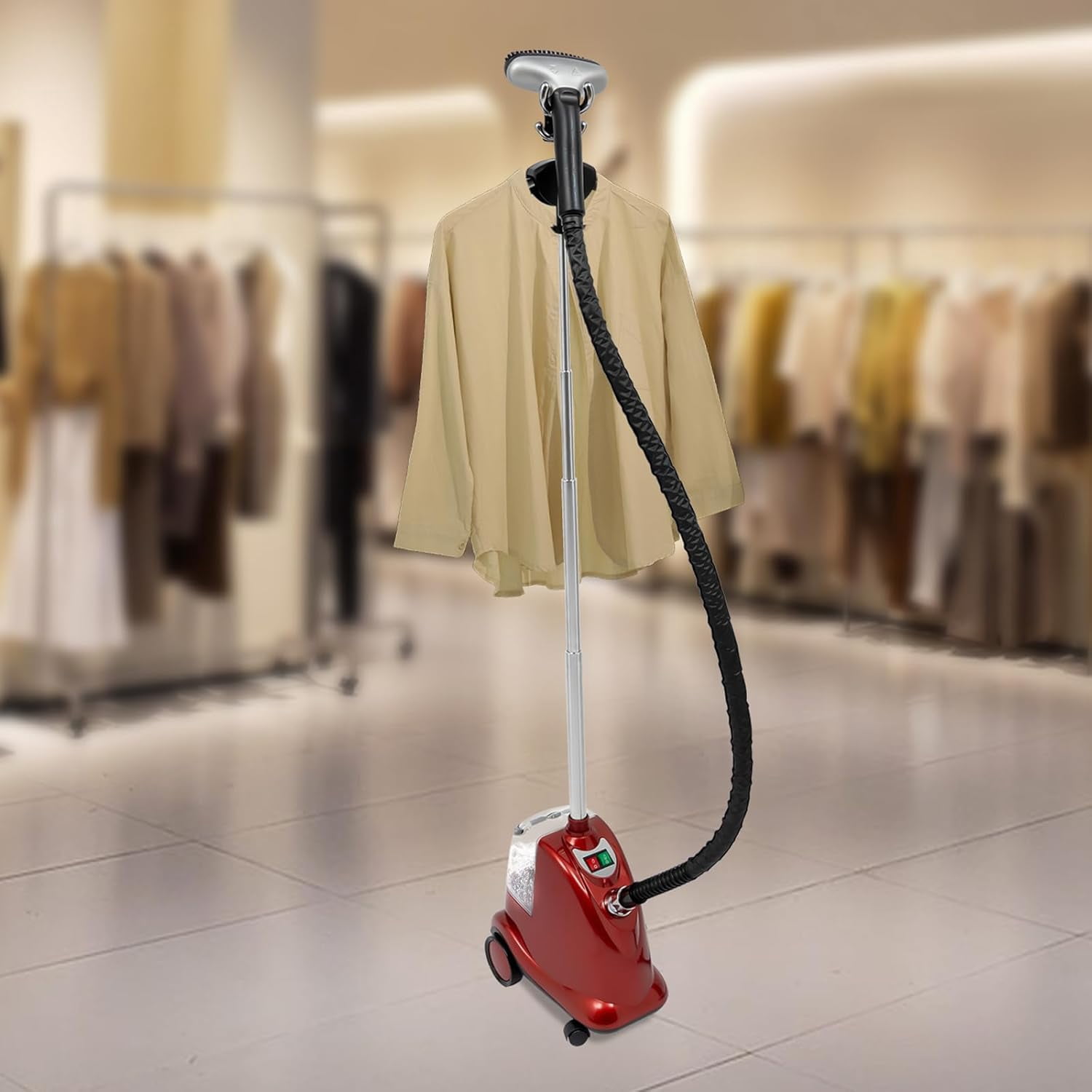 Standing Steamer Clothes Steaming Wrinkle Remover with 3L Water Tank Standing Garment Steamer with Roll Adjustable Gears 90+min of Continuous Steam