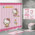 thumbnail image 4 of Rideau de Douche Kawaii Hello Kitty Ensemble Quatre Pièces Kit Anime Sanrio Impression Rideau de Douche Tapis Coussinet en U Imperméable Neuf LS, 4 of 7