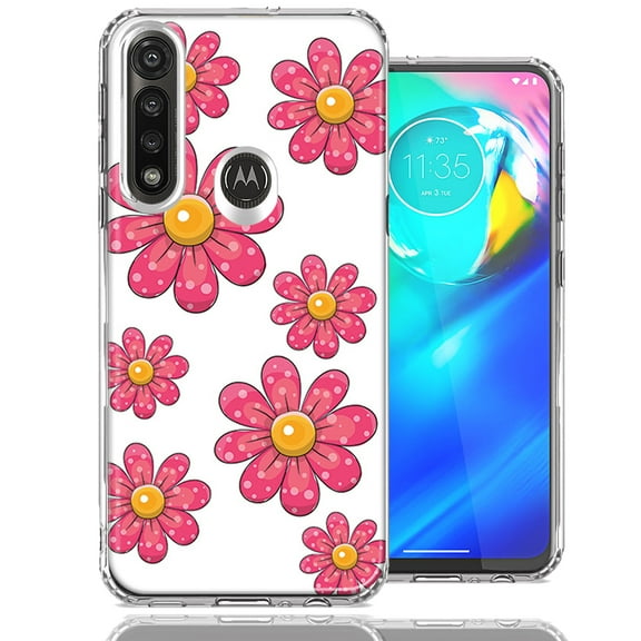 MUNDAZE For Motorola Moto G Power Pink Daisy Flower Design Double Layer Phone Case Cover