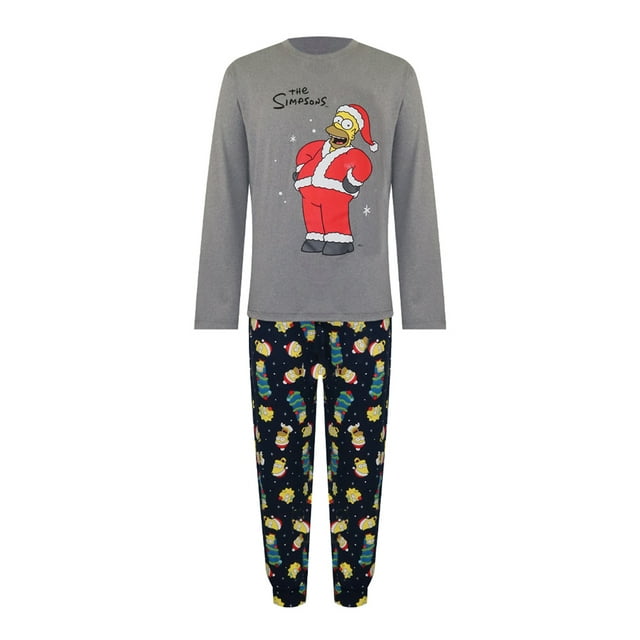 Pijama The Simpsons para Hombre, Familias Navideñas Multicolor Talla EEG, 2 Piezas
