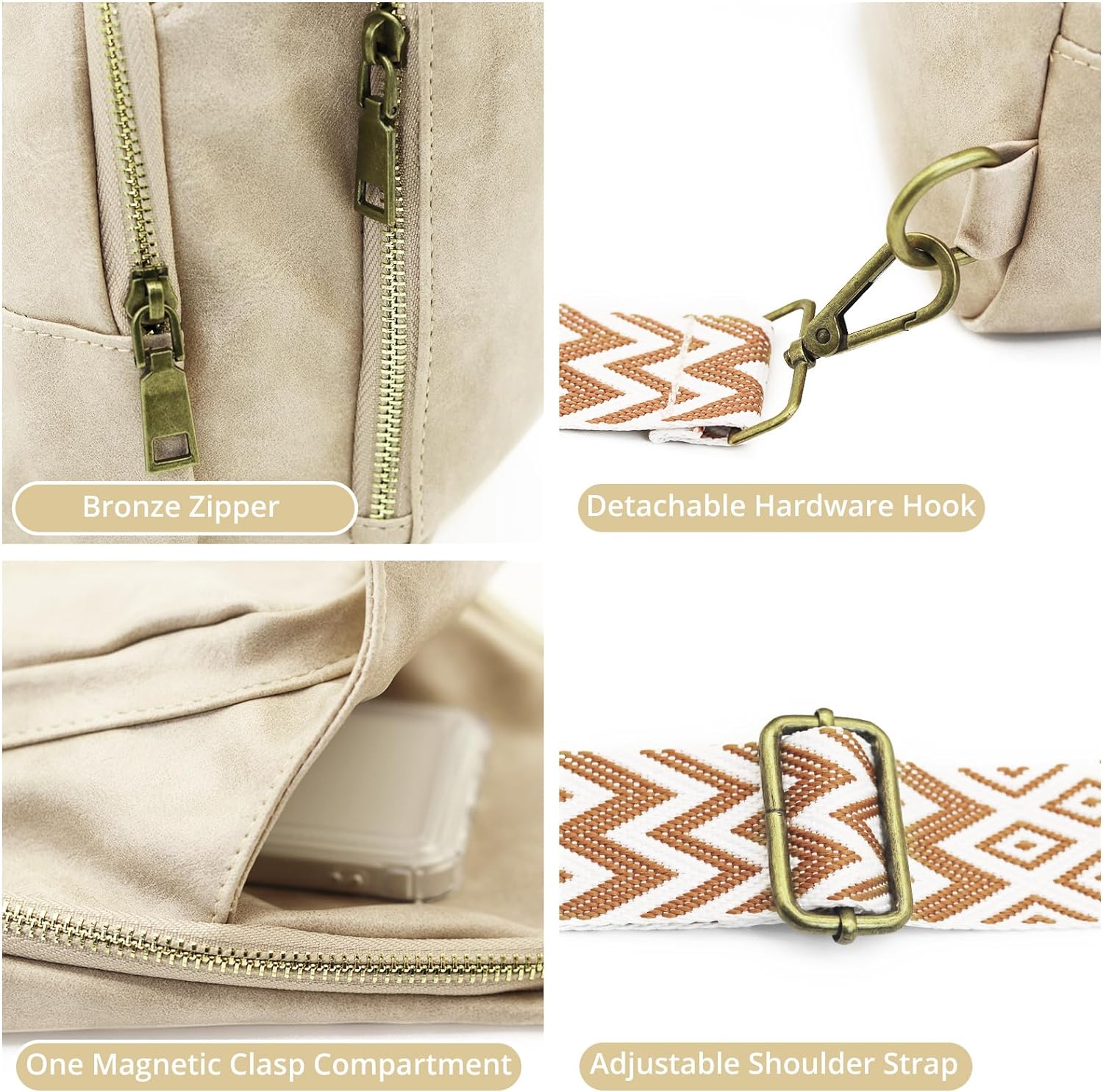 Sling Bag for Women Crossbody, PU Leather Small Sling bags Sling Chest Shoulder Backpack for Traveling Hiking
