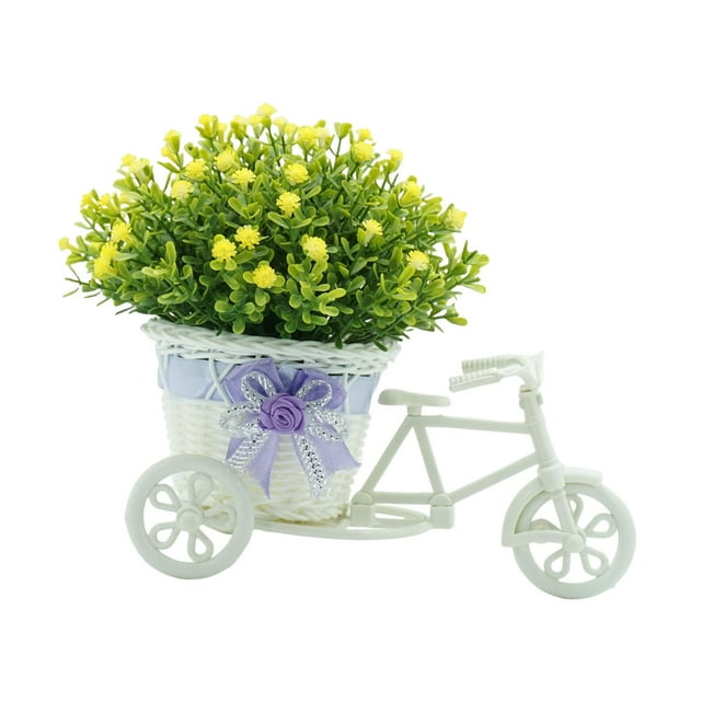 Cesta de flores contenedor triciclo contenedor de flores duradero planta en maceta simulada Amarillo