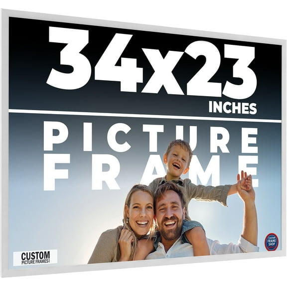 34x23 Frame White Real Wood Picture Frame Width 0.75 inches | Interior Frame Depth 0.5 inches |