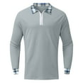 thumbnail image 4 of ketyyh-chn99 Men's Polo Shirt Long Sleeve Casual Slim-fit Basic Cotton Shirts Knit Quarter Zip Polo Shirts Fall Clothes Grey,M, 4 of 4