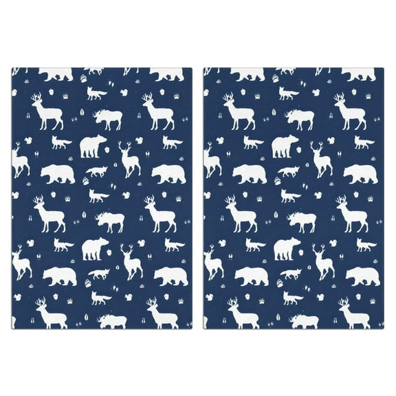 2 Pcs Funny Kitchen Towels,Dark Blue Christmas Animal Pattern Microfiber Dish Towels,Kitchen Tea Towels,Kitchen Towel Set (18" X 26")