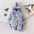 thumbnail image 2 of LAPAKIDS Infant Baby Boy Dinosaur Clothes 3-6 Months Fall Winter Warm Outfit Fleece Hooded Jumpsuit Long Sleeve Romper, 2 of 7