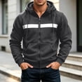 thumbnail image 5 of YUGYXL Mens Zip Up Fleece Lined Reflective Hoodies Sweatshirts Outdoor Workout Loose Pullover Tops with Pockets Gray Jacket, 5 of 9