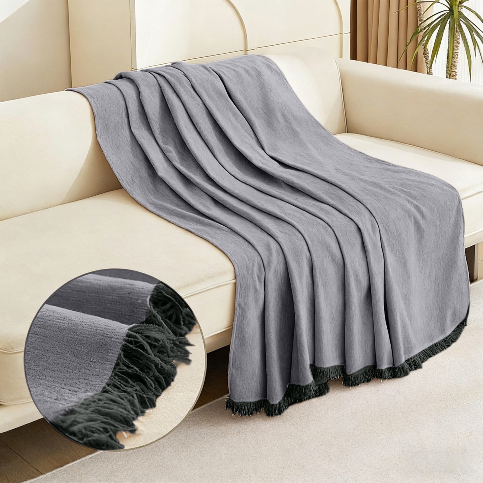 Lunxisen 2 Pcs Couch Cover Sheet Blanket, Oversized Reversible Couch Covers, Extra Large Furniture Decoration Cover Sofa Slipcovers, Sectional Protector for Cats Dogs(150*90cm)