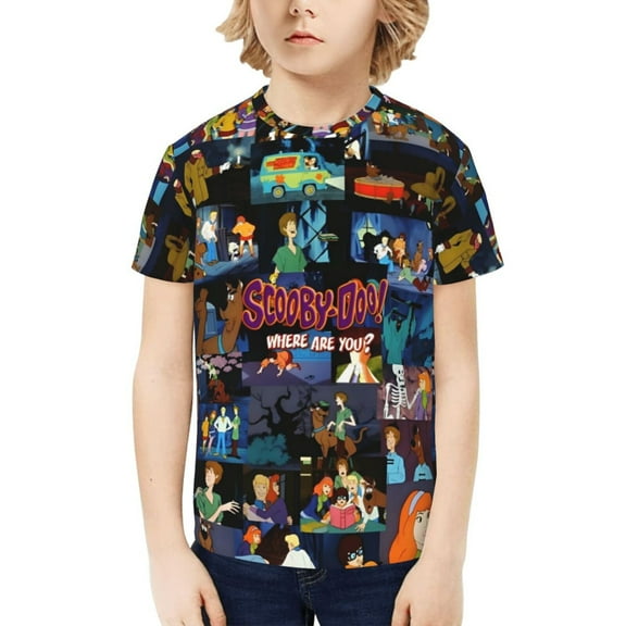 Scooby Doo Boys Girls T-Shirts Graphic Print Short Sleeve Tops Casual Crew Neck T-Shirt Streetwear for Youth Kids