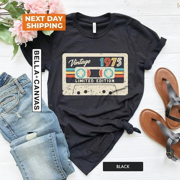 50th Birthday Shirt, Vintage 1975 Limited Edition Cassette T-Shirt, 1975 Birthday Shirt, 50th Birthday Gift For Women, 50th Birthday Men Tee